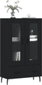 vidaXL - Hoge - kast - 69,5x31x115 - cm - bewerkt - hout - zwart