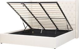 LUBBON - Bed met opbergruimte - Crème wit - 180 x 200 cm - Fluweel