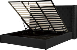 LUBBON - Bed met opbergruimte - Zwart - 180 x 200 cm - Fluweel