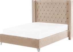 LUBBON - Tweepersoonsbed - Beige - 140 x 200 cm - Fluweel