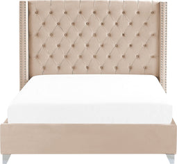 LUBBON - Tweepersoonsbed - Beige - 160 x 200 cm - Fluweel