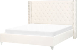 LUBBON - Tweepersoonsbed - Gebroken wit - 160 x 200 cm - Fluweel