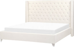 LUBBON - Tweepersoonsbed - Gebroken wit - 180 x 200 cm - Fluweel