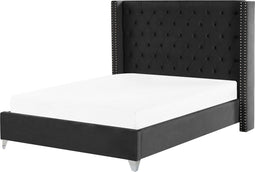 LUBBON - Tweepersoonsbed - Zwart - 160 x 200 cm - Fluweel