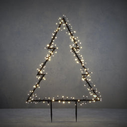 Luca Lighting Garden d'Light Kerstboom Tuinsteker met Klassiek Witte LED Verlichting - L72 x H100 cm - Zwart