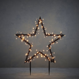 Luca Lighting Garden d'Light Ster Tuinsteker met Warm Witte LED Verlichting - L60 x H73 cm - Zwart