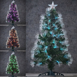 Luca Lighting Highland Kunstkerstboom met Fibre Optic Verlichting - H90 cm - Multikleur