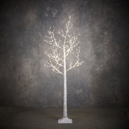 Luca Lighting Kerstdecoratie Berkenboom met LED Verlichting - H150 cm x Ø80 cm - Wit