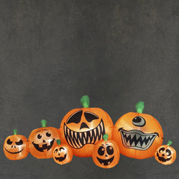 Luca Lighting - Opblaasbaar Halloween pompoen familie oranje wit 7led IP44 - l230xb110xh90cm - Woonaccessoires en seizoensgebondendecoratie (Europese stekker )