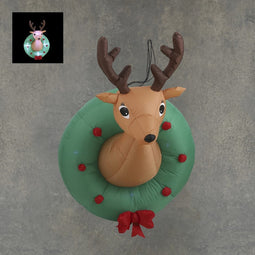 Luca - Lighting - Opblaasbaar Rendier in Krans - LED - L85 x B82 x...