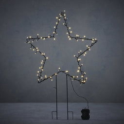 Luca Lighting Tuinsteker Ster met Warm Witte LED Verlichting - H79 x Ø55 cm - Donkergroen
