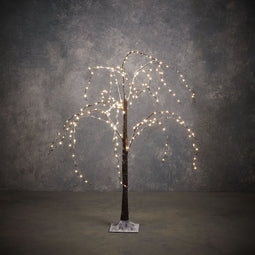 Luca Lighting - Wilgentak bruin classic wit 240led IP44 en timer - h120xd80cm - Woonaccessoires en seizoensgebondendecoratie (Europese stekker )