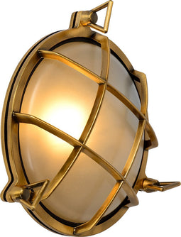 Lucide DUDLEY - Wandlamp Binnen/Buiten - Ø 22 cm - 1xE27 - IP65 - Mat Goud / Messing