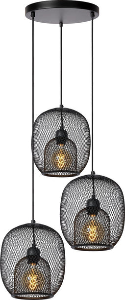 Lucide JERREL - Hanglamp - Ø 51 cm - 3xE27 - Zwart