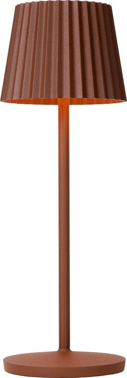 Lucide JUSTINE - Oplaadbare Tafellamp Binnen/Buiten - Accu/Batterij - LED Dimb. - 1x2W 2700K - IP54 - Met draadloos oplaadstation - Roest bruin