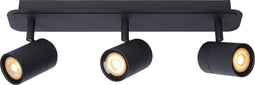 Lucide LENNERT - Plafondspot Badkamer - LED Dimb. - GU10 - 3x5W 3000K - IP44 - Zwart