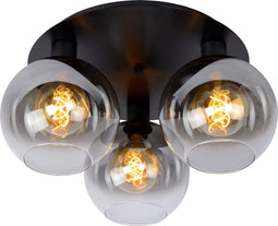 Lucide MARIUS - Plafonnière - 3xE27 - Zwart