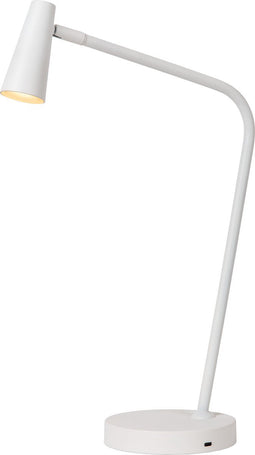 Lucide STIRLING - Oplaadbare Bureaulamp - Accu/Batterij - LED 3 StepDim - 1x3W 2700K - Wit