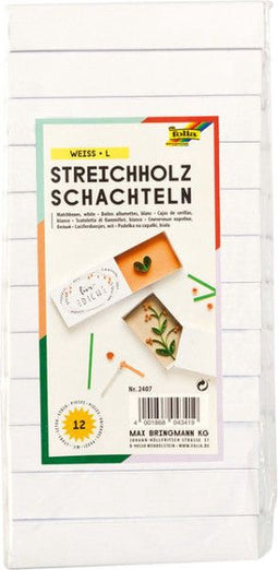 *Luciferdoosjes Folia wit blanco, 11x6x2cm 12 stuks blanco,