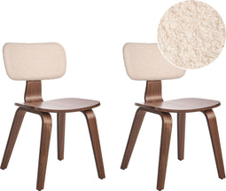 LUCINDA - Eetkamerstoel set van 2 - Donkerbruin/Beige - Bouclé