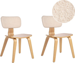LUCINDA - Eetkamerstoel set van 2 - Lichtbruin/Beige - Bouclé