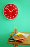 CABANAZ - klok, glas, plastic rand, doorsnede 30 cm, WALL CLOCK, rood