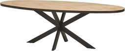 Lugano Eetkamertafel 260x110 met metaalrand en spinpoot