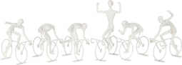 J-Line decoratie Wielrenners - polyresin - wit - large - 6 stuks