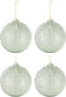 J-Line kerstbal Parels Glitter Parelmoer - glas - muntgroen - large - doos van 4