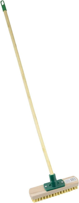 Luiwagen/schrobbezem met steel - hout - 24 cm