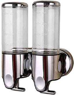 Zeepdispenser - Dubbelwandige kunstof zeepdispenser - Edelstaal-look - Doorzichtig
