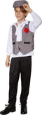 Dressforfun Jongenskostuum swinging charlston 116 - Verkleedkleding - Inclusief hemd vest broek pet halsdoek - Zwart wit grijs