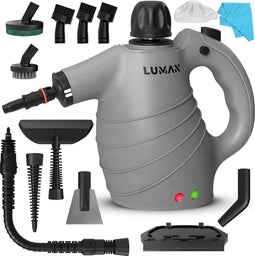 LUMAN 16 in 1 Stoomreiniger C1 - Handstoomreiniger - Handstomer - Vlekkenreiniger - Tapijtreiniger - Incl. Opbergtas en 16 Opzetstukken - 1050 Watt - 450 ML - Grijs