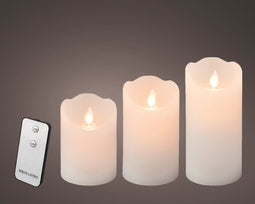 Lumineo - Kaars binnen d7.50h15 cm-1l wit 3st kerst