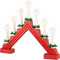 Lumineo Kaarsenbrug rood - hout - met LED verlichting - 7 led lampjes - 4,8 x 39,5 x 32 cm