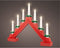 Lumineo Kaarsenbrug rood - hout - met LED verlichting - 7 led lampjes - 4,8 x 39,5 x 32 cm