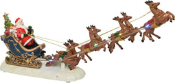 Lumineo kerstdorp figuur/kerstbeeld - kerstman in slee - met licht - 33,5 x 14 cm
