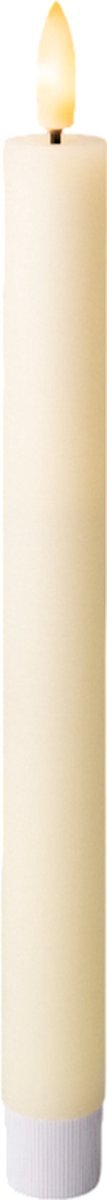 Lumineo LED dinerkaars crème wit 2 stuks met flikkerende vlam - LED kaars met timer - Wax kaars - Op batterij - 24 cm - Veilig & Duurzaam