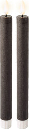 Lumineo - LED dinerkaars zwart - 2 stuks - Flikkerende vlam - LED kaars met timer - Wax kaars - Op batterij - 24 cm - Veilig & Duurzaam