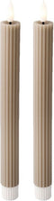 Lumineo LED dinerkaarsen - 2x st - lichtgrijs -H24,5 cm - met timer functie
