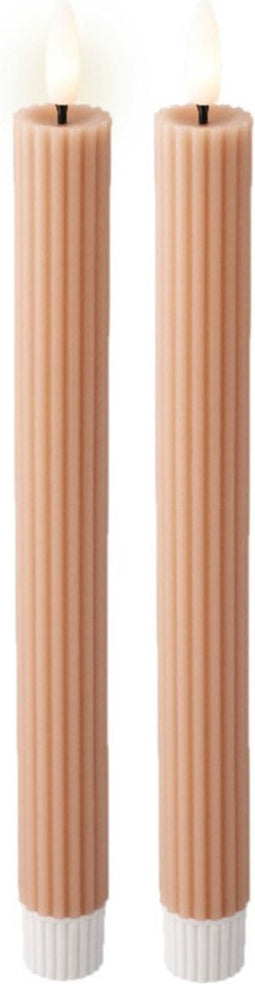 Lumineo LED dinerkaarsen - 2x st - lichtroze -H24,5 cm - met timer functie