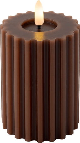 Lumineo - LED kaars d7.5h12.3 cm donkerbruin/warm wit