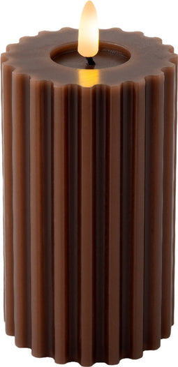 Lumineo - LED kaars d7.5h14.8 cm donkerbruin/warm wit