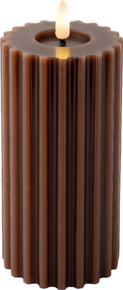 Lumineo - LED kaars d7.5h17.3 cm donkerbruin/warm wit
