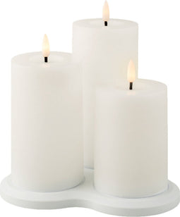 Lumineo - LED kaars d7.5h17.5 cm wit/warm wit 3st