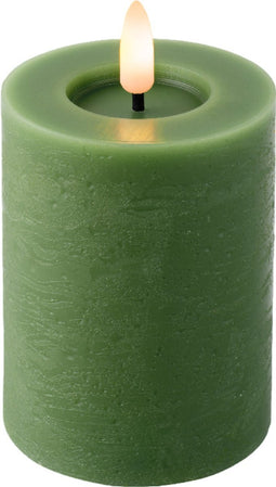 Lumineo - LED kaars d7h11.2 cm groen/warm wit