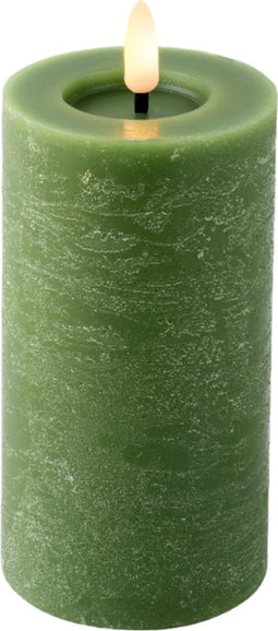 Lumineo - LED kaars d7h15 cm groen/warm wit Z