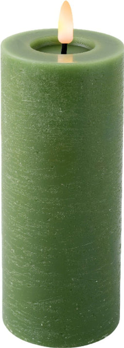 Lumineo - LED kaars d7h19 cm groen/warm wit