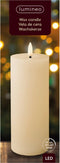 Lumineo LED kaars/stompkaars - creme wit - D7 x H19 cm - met timer - voor binnen