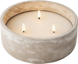 Lumineo LED kaars/stompkaars - met 3 lonten - beton grijs - D20 x H8 cm - voor buiten